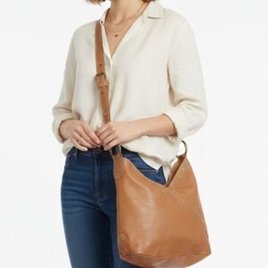Aqua tan leather crossbody shoulder bag